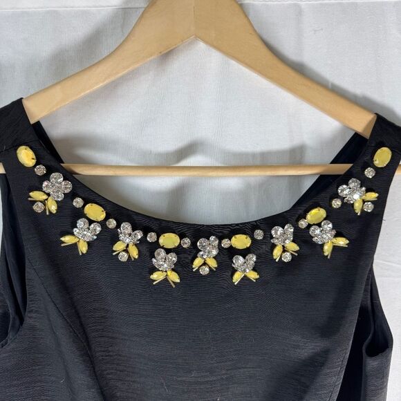 Eliza J Women's Ivory/Black Belted Beaded Tulip Dress Sz 6 - Picture 6 of 11